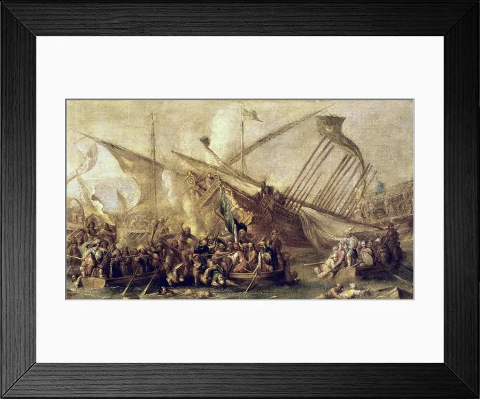 Framed Print : WAEL, Cornelis de (1592 - 1667). Boarding. 17th c. Work also attributed to Juan de Toledo. Flemish art. ; Baroque art. Oil on canvas. SPAIN. Madrid. Prado Museum