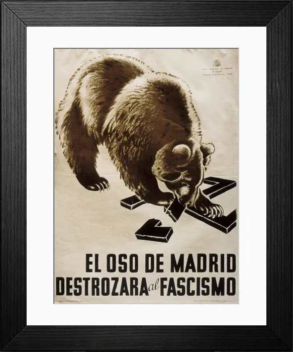 Framed Print : Spain. Civil War (1936-1939). 'El oso de Madrid destrozarA el fascismo' (The Bear of Madrid Will Smash the Fascism) Framed Print : Spain. Civil War (1936-1939). 'El oso de Madrid destrozarA el fascismo' (The Bear of Madrid Will Smash the Fascism)