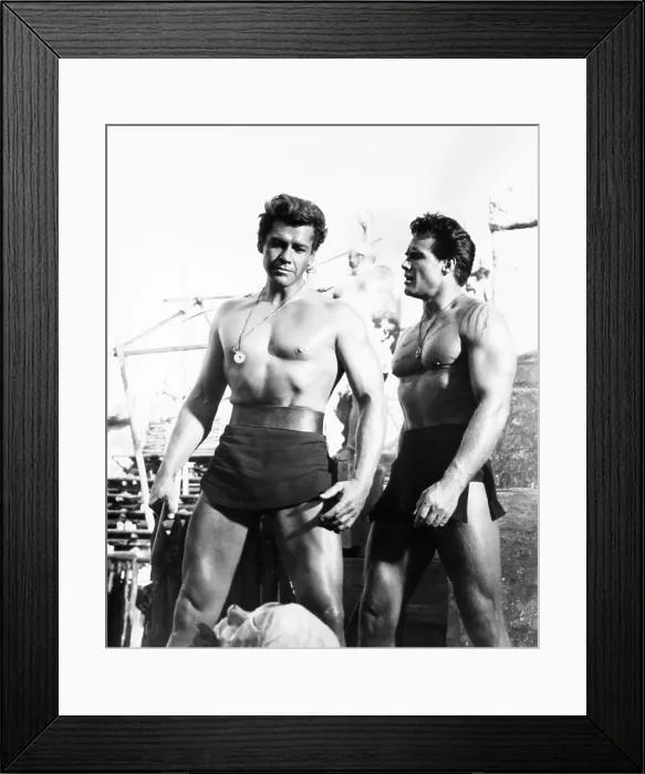 Framed Print : DUEL OF THE TITANS, (aka ROMOLO E REMO), from left: Gordon Scott, Steve Reeves, 1961 Framed Print : DUEL OF THE TITANS, (aka ROMOLO E REMO), from left: Gordon Scott, Steve Reeves, 1961