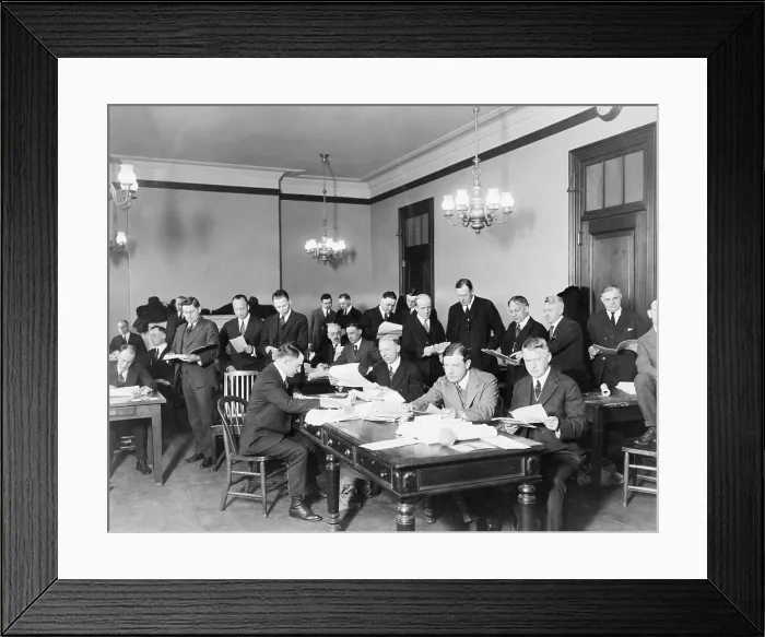 Framed Print : Senate Committee on Elections engaged in the counting vote to determine if Michigan Senator Truman Handy Newberry (1864-1945), would retain his Senate seat