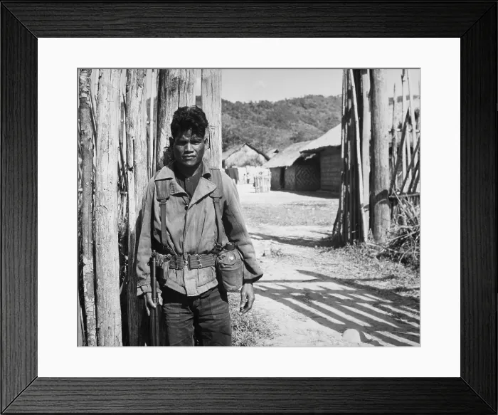 Framed Print : Vietnam War. South Vietnamese soldier guarding a fortification in 1966. Army of the Republic of Vietnam ARVN suffered 220, 357 killed from 1965 through 1974
