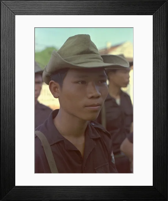 Framed Print : Vietnam War. Portrait of an ex-Viet Cong who is now enlisted in the Armed Propaganda Team Framed Print : Vietnam War. Portrait of an ex-Viet Cong who is now enlisted in the Armed Propaganda Team
