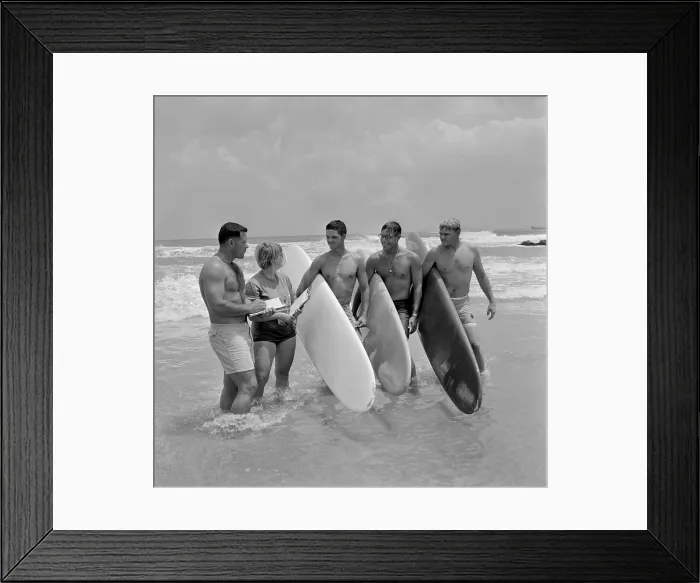 Framed Print : Vietnam War. Organizers and winners of a USO sponsored surfing contest held on Sept. 25, 1966 Framed Print : Vietnam War. Organizers and winners of a USO sponsored surfing contest held on Sept. 25, 1966