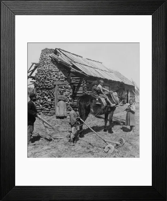 Framed Print : African American farm family outside their log cabin home in North Carolina Framed Print : African American farm family outside their log cabin home in North Carolina