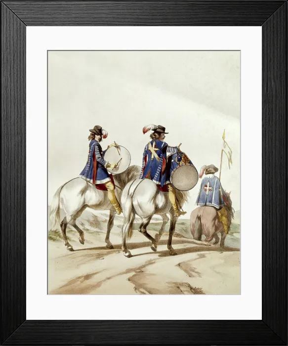 Framed Print : France. Musketeers of theking Louis XIII. Drummer and standard bearer (1640). Litography. FRANCE. Paris. Army Museum. AISA / Everett Collection**US SALES ONLY** Framed Print : France. Musketeers of theking Louis XIII. Drummer and standard bearer (1640). Litography. FRANCE. Paris. Army Museum. AISA / Everett Collection**US SALES ONLY**