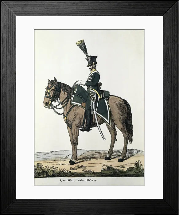 Framed Print : Army of the Kingdom of Italy (napoleonic period). Royal Hunters. Engraving. AISA / Everett Collection**US SALES ONLY**