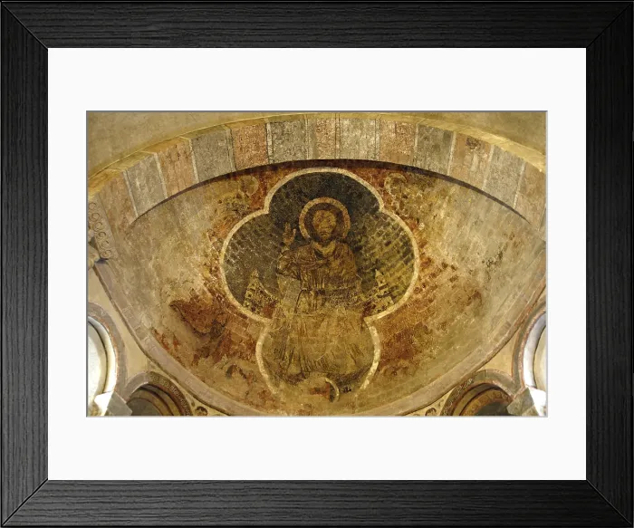 Framed Print : FRANCE. Saint-Girons. Romanesque pantocrator in the Cathedral of Saint-Lizier (11th - 12th century). Romanesque art. Fresco
