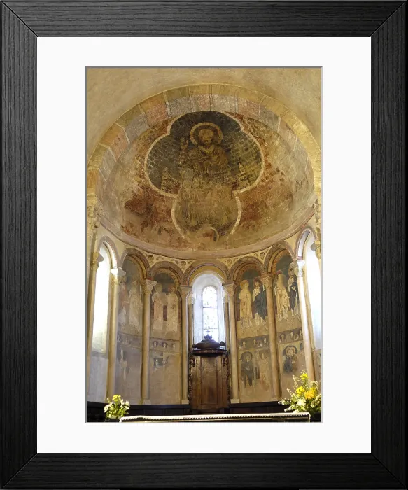 Framed Print : FRANCE. Saint-Girons. Romanesque pantocrator in the Cathedral of Saint-Lizier (11th - 12th century). Romanesque art. Fresco