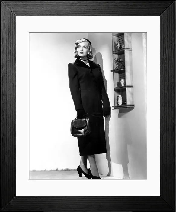 Framed Print : EASY LIVING, Lizabeth Scott, in a black wool coat by Edward Stevenson, 1949
