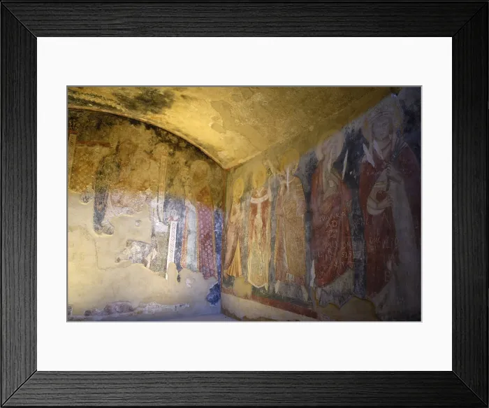 Framed Print : ITALY. NAPLES. Ischia Island. Aragonese castle. Frescoes in the crypt of the Cathedral (14th c.) School of Giotto. Renaissance art. Trecento. Fresco Framed Print : ITALY. NAPLES. Ischia Island. Aragonese castle. Frescoes in the crypt of the Cathedral (14th c.) School of Giotto. Renaissance art. Trecento. Fresco