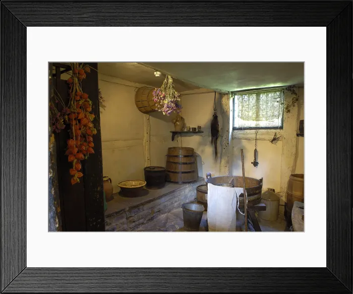 Framed Print : UNITED KINGDOM. ENGLAND. Stratford-Upon-Avon. Anne Hathaway's farmhouse (wife of Shakespeare)called Hewland Farm in Shottery. Larder Framed Print : UNITED KINGDOM. ENGLAND. Stratford-Upon-Avon. Anne Hathaway's farmhouse (wife of Shakespeare)called Hewland Farm in Shottery. Larder