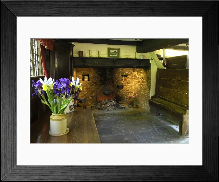 Framed Print : UNITED KINGDOM. ENGLAND. Stratford-Upon-Avon. Anne Hathaway's farmhouse (wife of Shakespeare)called Hewland Farm in Shottery. Dining room Framed Print : UNITED KINGDOM. ENGLAND. Stratford-Upon-Avon. Anne Hathaway's farmhouse (wife of Shakespeare)called Hewland Farm in Shottery. Dining room