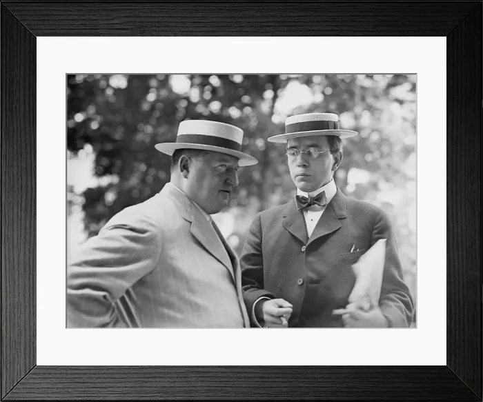 Framed Print : Harry Thaw (1871-1947), accompanied a man, possibly one of his lawyers, in New York during his trial for the murder of architect Stanford White. 1909