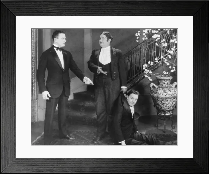 Framed Print : SLIPPING WIVES, from left: Herbert Rawlinson, Oliver Hardy, Stan Laurel, 1927