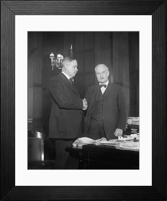 Framed Print : Albert B. Fall (1861-1944), Secretary of the Interior, in the Harding Administration with his successor, Hubert Work (1860-1942)