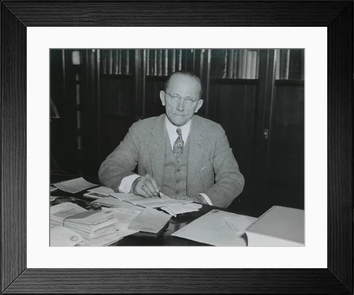 Framed Print : Theodore Gilmore Bilbo (1877-1947), Mississippi governor and U.S. Senator, (D) (1935-47), was a proud racist, segregationist and member of the Ku Klux Klan. Ca. 1940