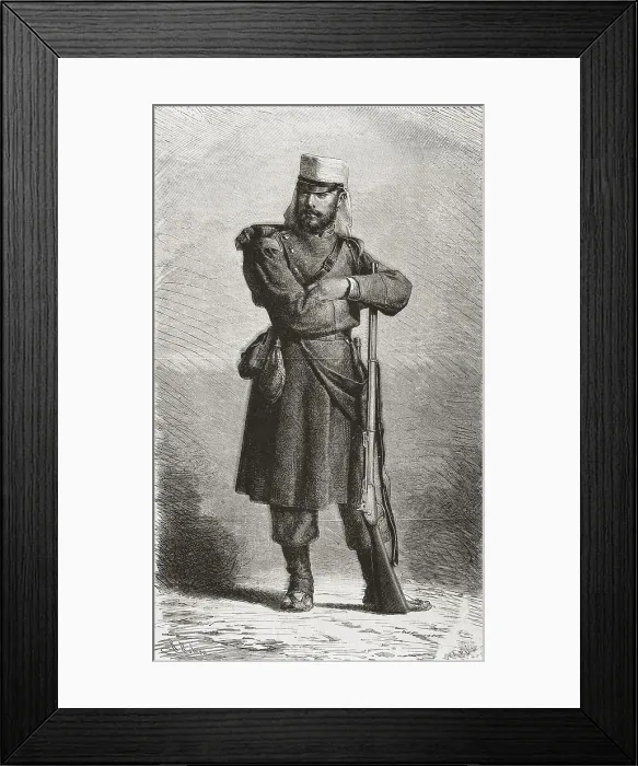 Framed Print : Spain (19th c.). Spanish soldier of the colonial army. Etching. SPAIN. Madrid. National Library. AISA / Everett Collection**US SALES ONLY**