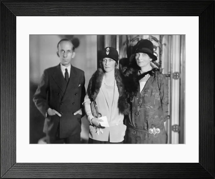 Framed Print : Lady Astor (center), American born British peeress, visits with Canadian minister Vincent Massey and his wife in Washington, D.C. in 1928