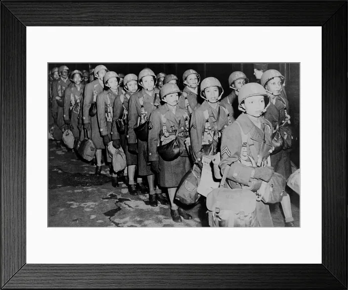 Framed Print : First African American members of the Women's Army Corps assigned to overseas duty arriving in England during the final months of World War II. February 1945