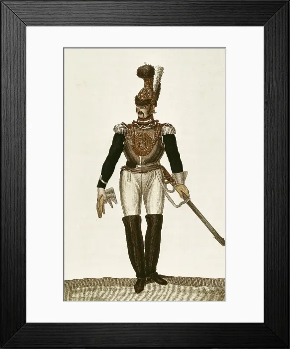 Framed Print : Artillery squadron of the Royal Guard. Picture of the work 'Memoria para la historia de las tropas de la Casa Real de Espaa' by Serafn Mara de Loto (Madrid, 1828)