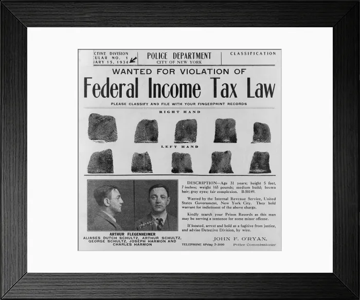 Framed Print : Dutch Schultz wanted poster issued by New York City Police Department in 1934 Framed Print : Dutch Schultz wanted poster issued by New York City Police Department in 1934