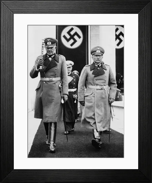 Framed Print : Nazi Germany's military commanders in 1937: Defense Minister Werner von Blomberg (left), Navy's Admiral Erich Raeder (in center background), and Baron Werner von Fritsch
