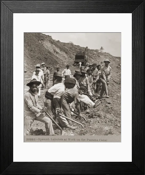 Framed Print : Panamanian laborers at work with shovels during Panama Canal construction. 1909
