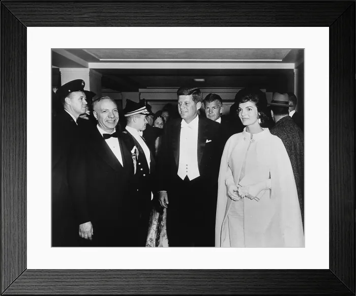 Framed Print : President John F. Kennedy and First Lady Jacqueline arrive for Inaugural Ball at the National Guard Armory, Washington, D.C. January 20, 1961