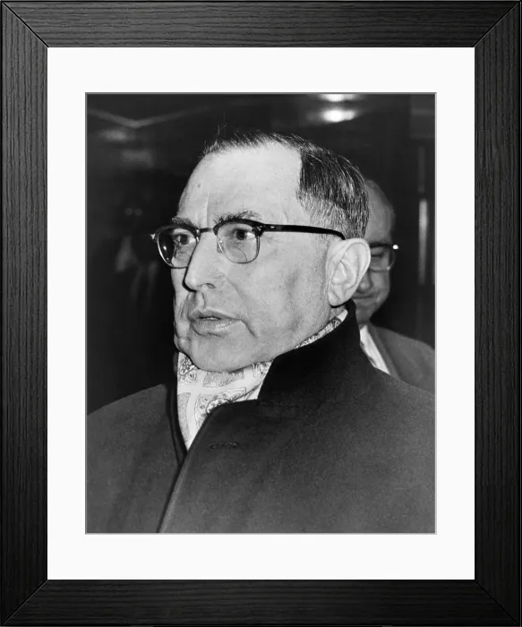 Framed Print : Giuseppe Joe Profaci 1897-1962 was a New York organized crime boss of one of the Five Families arriving at a 1959 Crime Commission investigation