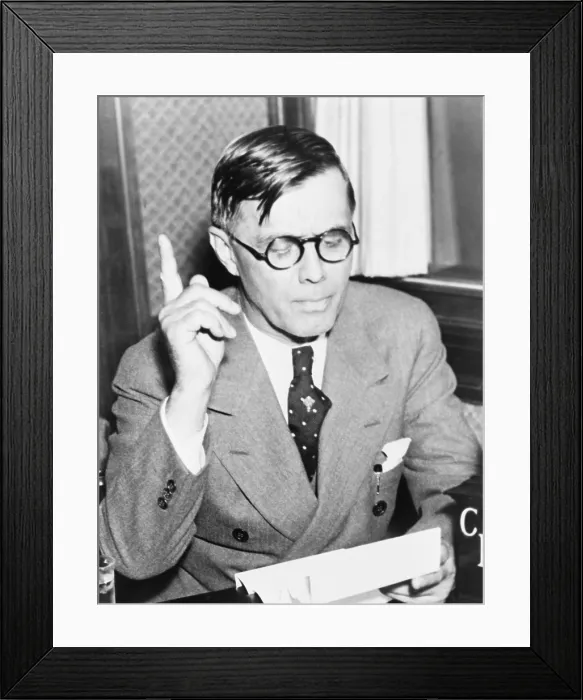 Framed Print : Georgia Governor Eugene Talmadge (1884-1946), assails the New Deal during radio broadcast in 1935
