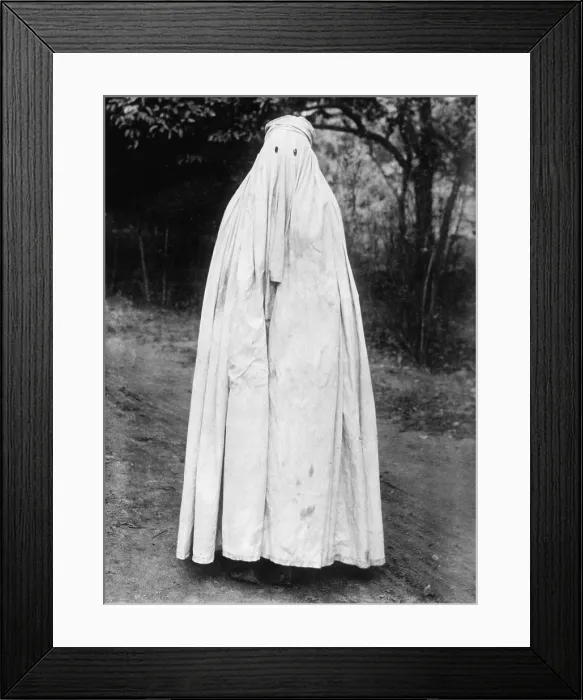 Framed Print : Mohammedan woman with head to toe burka in India 1922