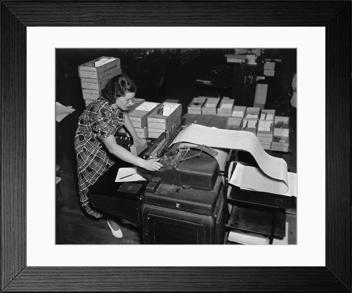 Framed Print : The new Social Security Administration was challenged with handling an unprecedented amount of information to track citizens wage records and taxes paid