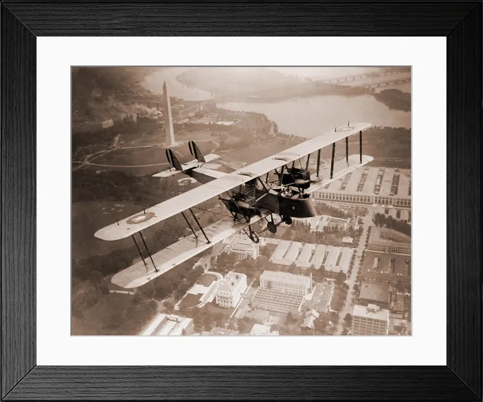 Framed Print : Glenn Martin Bomber circling over Washington, D.C. as it starts on a Round-the-Rim, circuit flight of the United States. Piloted by Lieut. Col. R.S. Hartz and Lieut