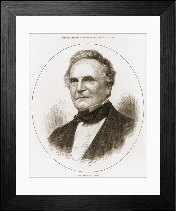Framed Print : Charles Babbage 1792-1871 English mathematician and engineer who build the most advanced mechanical calculation device of his time