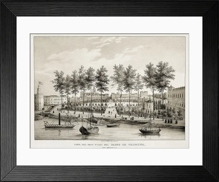 Framed Print : Seville. View of Cristina's promenade. Engraving. SPAIN. Madrid. National Library. - M.C.Esteban / Iberfoto / Everett Collection (368823)**US SALES ONLY** Framed Print : Seville. View of Cristina's promenade. Engraving. SPAIN. Madrid. National Library. - M.C.Esteban / Iberfoto / Everett Collection (368823)**US SALES ONLY**