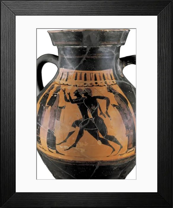 Framed Print : Ceramic vessel decorated with some figures of black athletes. Classical Greek art. Ceramics. - BeBa / Iberfoto / Everett Collection (508476)**US SALES ONLY**