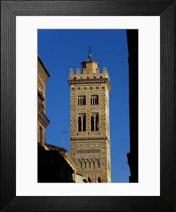 Framed Print : SPAIN. Zaragoza. Bell tower of Santa Maria Magadelna's church, 14th century. Mudejar art. Architecture