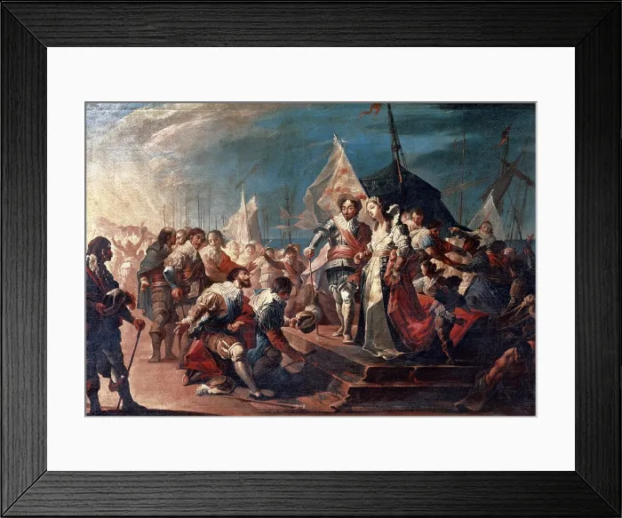 Framed Print : RIBELLES Y FELIP, Jose (1775-1835). Ferdinand the Catholic and Germana de Foix arriving to Valencia. Baroque art. Oil on canvas. SPAIN. Valencia. San Pio V Fine Arts Museum. - P