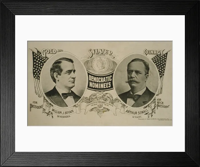 Framed Print : 1896 Democratic nominee for president, William J. Bryan and his running mate, Arthur Sewall