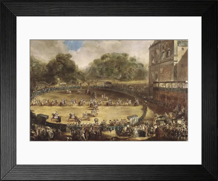 Framed Print : PARET y ALCAZAR, Luis (1746-1798). The Royal Parade. ca. 1773. Equestrian parade held at Aranjuez during the spring of 1773. Baroque art. Oil on canvas. SPAIN. Madrid