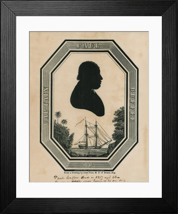 Framed Print : Paul Cuffe (1759-1817), silhouette portrait of the free black, prosperous sea captain. Cuffe aided other free African American to immigrate to Sierra Leone