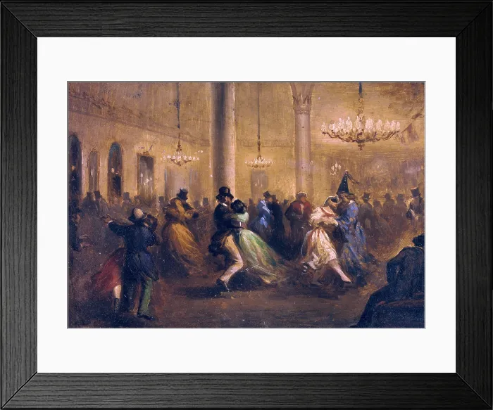 Framed Print : BALACA Y OREJAS-CANSECO, Ricardo (1844-1880). The Dance of Chaplains. c. 1860 - 1865. Oil on tinplate. Romanticism. Oil. SPAIN. Bilbao. Bilbao Fine Arts Museum. - P