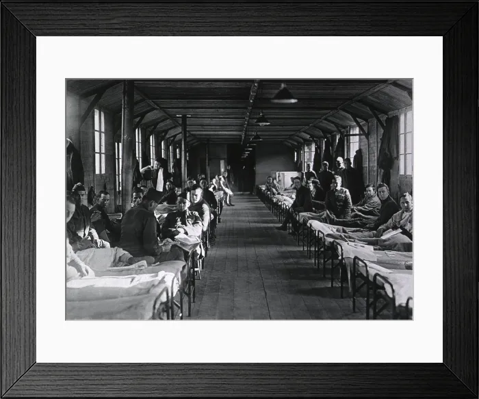 Framed Print : Shell shocked soldiers face the camera in the psychiatric ward of a U.S. Army Hospital in Allerey, France during World War I Framed Print : Shell shocked soldiers face the camera in the psychiatric ward of a U.S. Army Hospital in Allerey, France during World War I