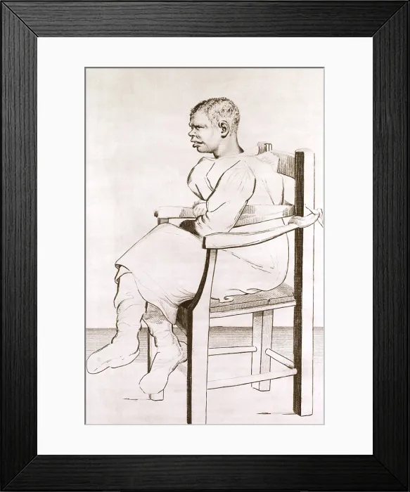 Framed Print : Black man described as a maniac from Etienne Esquirol's book describing the different types of mental disorders. Engraving by Ambroise Tardieu.1838 Framed Print : Black man described as a maniac from Etienne Esquirol's book describing the different types of mental disorders. Engraving by Ambroise Tardieu.1838