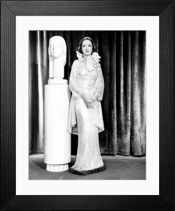 Framed Print : SMART GIRL, Gail Patrick, in a white satin and silver lace dress with sable trim, 1935