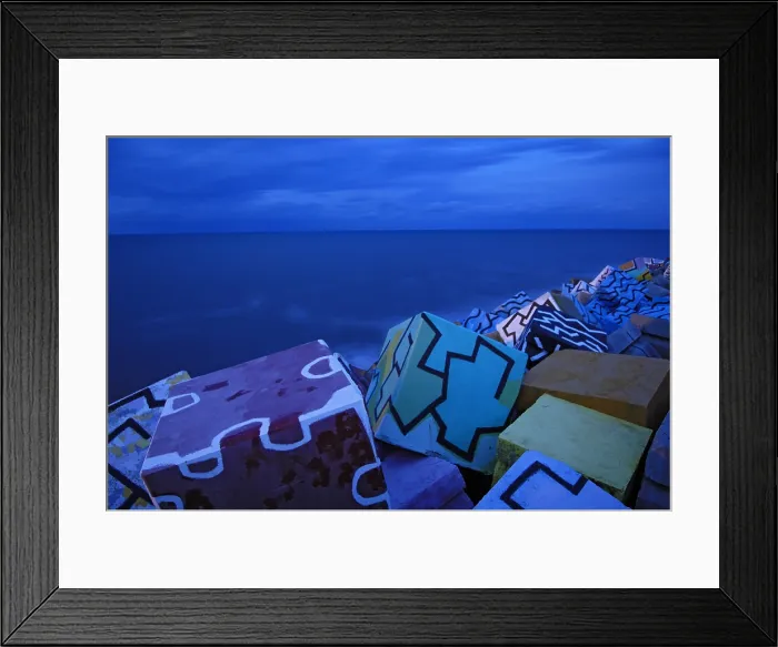 Framed Print : SPAIN. Llanes. Cubos de la memoria' (The Cubes of the memory). Work by Agustn Ibarrola2002. Rafa Prez / AISA / Everett Collection - Image has fine art copyright