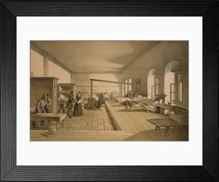 Framed Print : Florence Nightingale (1820-1910), British nurse, in a ward of the hospital at Scutari (across the Bosporus from Istanbul) during the Crimean War