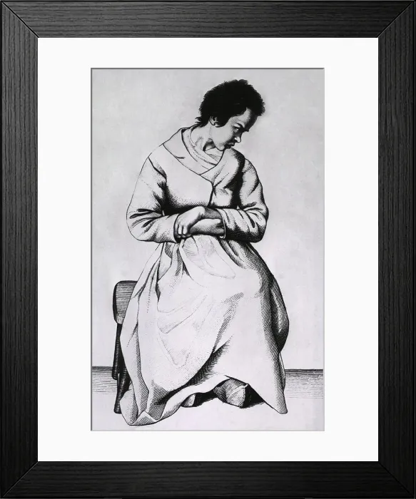 Framed Print : A woman with lypemania (melancholy or depression). From Etienne Esquirol's book describing the different types of mental disorders. Engraving by Ambroise Tardieu. 1838