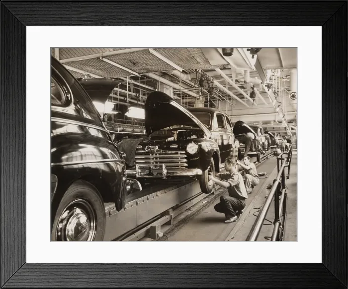 Framed Print : Ford Motor Company assembly line in the 1930s. (BSLOC_2013_7_104)