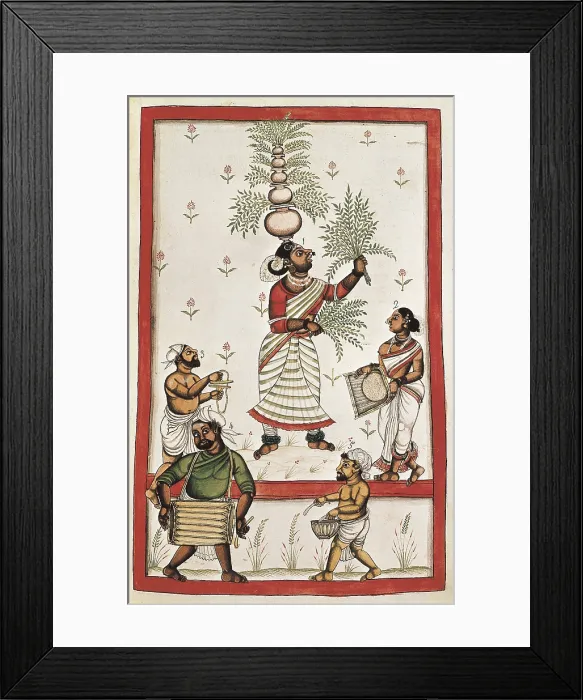 Framed Print : Book of the Moghul. Ms. 8300. 17th c. Smallpox exorcism ceremony. Hindu art. Miniature Painting. ITALY. Venice. Biblioteca nazionale marciana (St. Mark's Library)